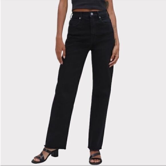 NWT Everlane Organic Cotton The Way High Jeans in Coal Raw Hem Size 32 Long - Picture 13 of 13